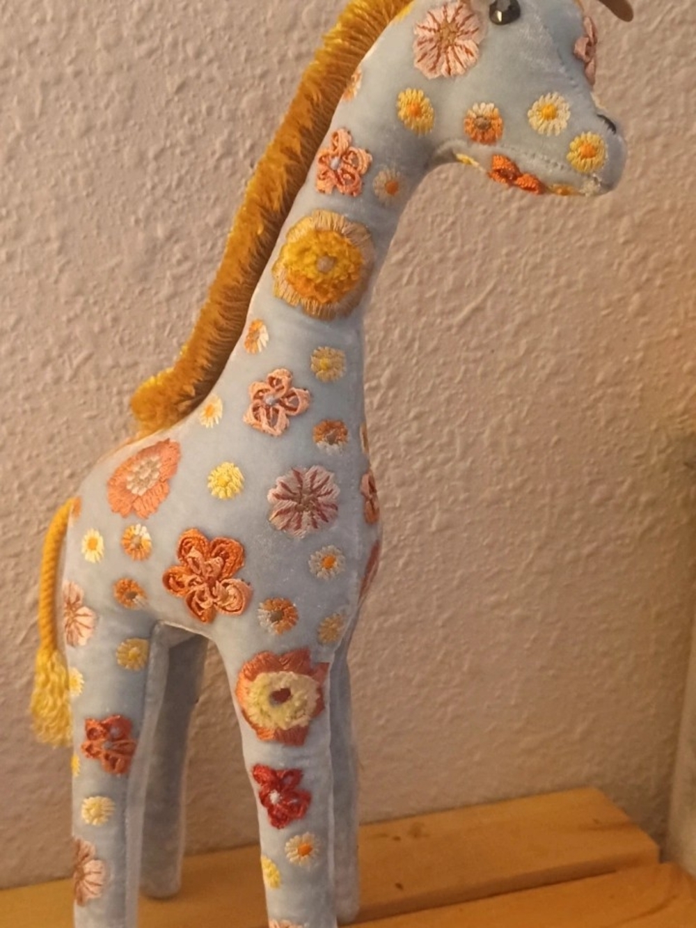 Handcrafted Blue Embroidered Giraffe Plush - Unbranded
